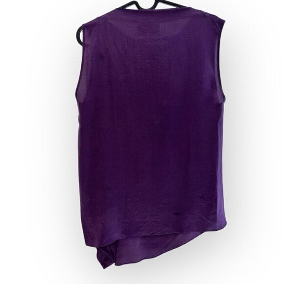 3.1 PHILIP LIM Silk Drape Cowl Neck Asymmetric purple wine sleeveless tank top 2 - Picture 6 of 6